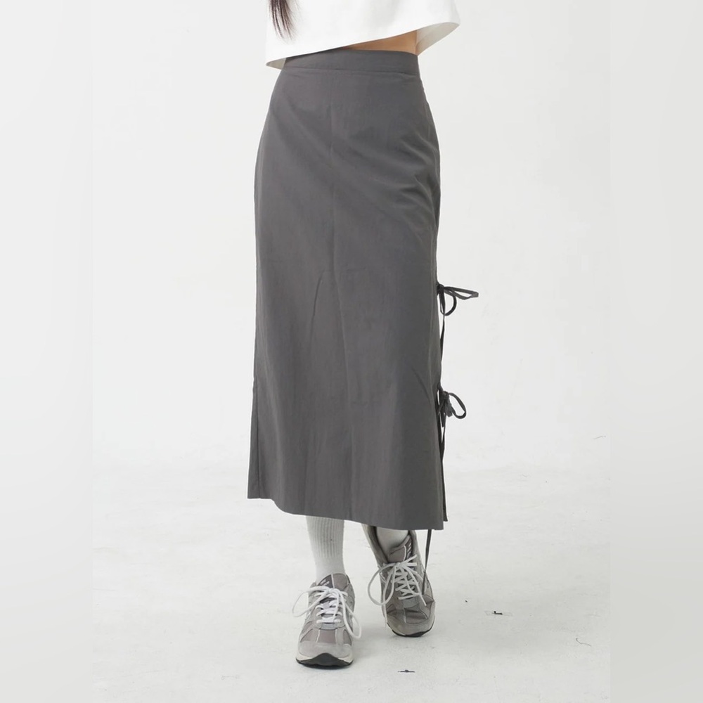Side Slit Nylon Maxi Skirt